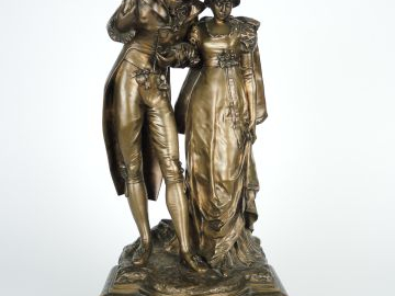 A. LALOUETTE. 'Incroyable et Merveilleuse'. Groupe en bronze à patine 