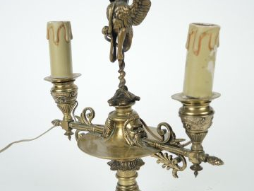 Bougeoir 	Napoléon III en bronze, monté à l’électricité, décor d’échas