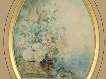 Ecole française fin XIXème 'bouquets de fleurs’. Monogrammés (papier f