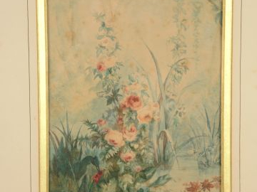 Ecole française fin XIXème 'bouquets de fleurs’. Monogrammés (papier f