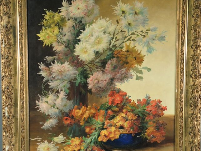 Edmond van COPPENOLLE. " Jeté de fleurs ".  Huile sur toile, signée en