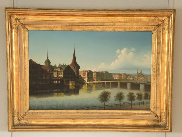 Johann Wilhelm JANKOWSKI. 'Vue de Lucerne'. Huile sur toile, signée en