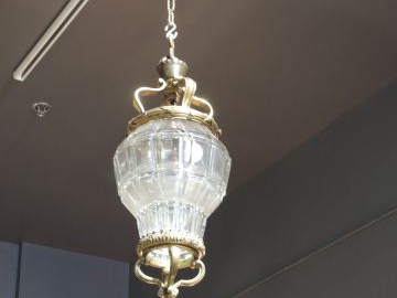 Suspension Napoléon III en cristal facetté et bronze