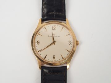 JAEGER LECOULTRE. Montre homme bracelet or jaune, modèle Ultra Thin or