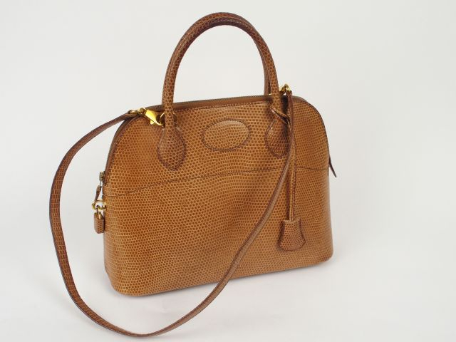 HERMES. Sac Bolide en lézard, cadenas gainé, garniture plaqué or. 1995