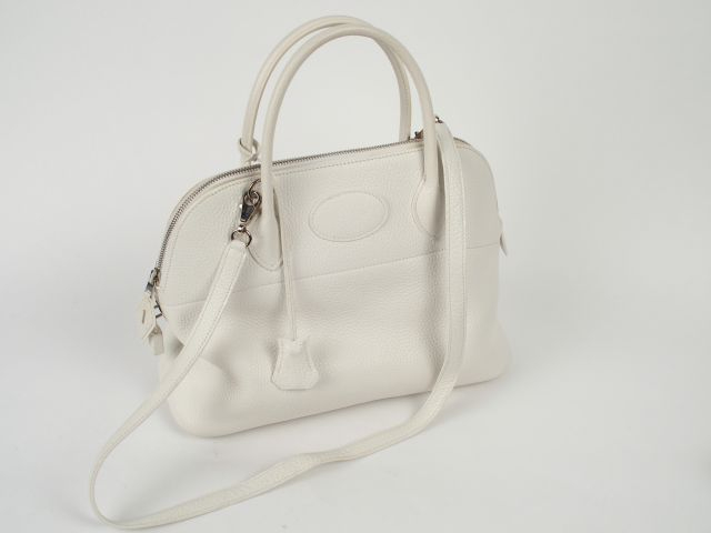 HERMES. Sac Bolide en torillon clémence blanc. Cadenas gainé. 2006. Di
