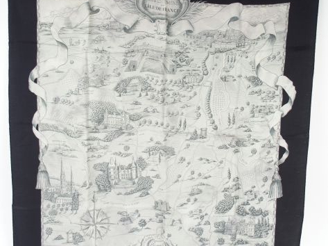 HERMES. Foulard  'Chemins de l’ile de France' en soie. 1952