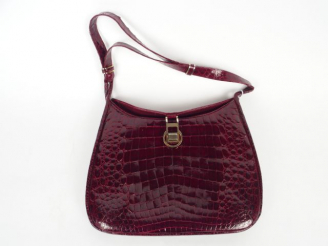 Vente aux enchères Sac italien en croco (ou imitations) bordeaux