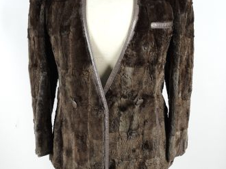 BIRGER CHRISTENSEN. Veste de femme en cuir gris et fourrure