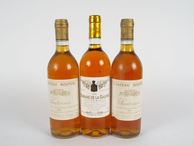3 BOUTEILLES SAUTERNES : 1 DOMAINE DE LA GAUCHE CRÈME DE TÊTE 1991 / 2