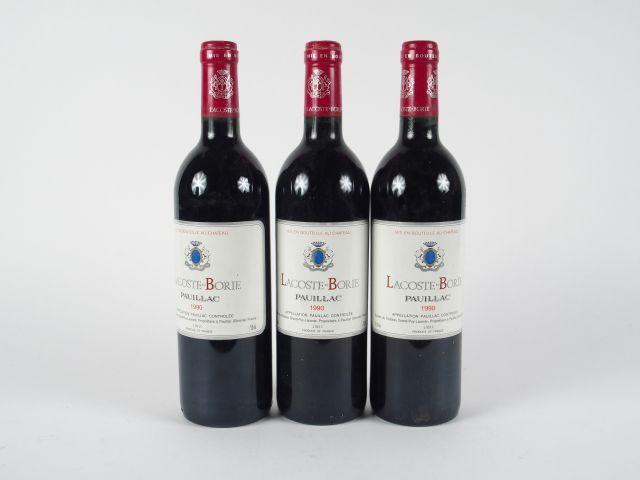 3 BOUTEILLES CHÂTEAU LACOSTE BORIE PAUILLAC - 1990