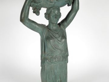 PRIVAT 'Pomone'. Sculpture Art déco en terre cuite patinée, sur un soc