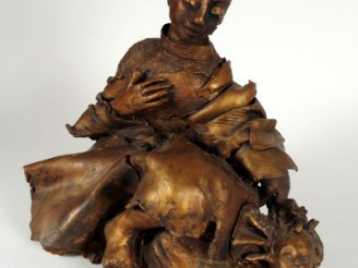Vente aux enchères Georges JEANCLOS 'Deux personnages'. Sculpture en terre cuite à l'imit