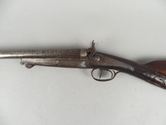 Vente aux enchères 78-  Fusil Juxtaposé calibre 16 à chiens extérieurs. Initialement conç