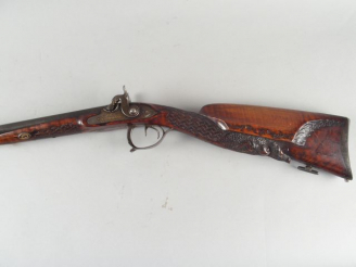 Vente aux enchères 126- Fusil de chasse bourgeois juxtaposé à percussion issu de la trans