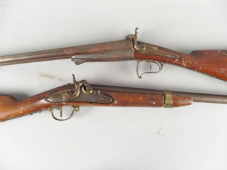 Vente aux enchères 167- Fusil de chasse à percussion (transformation civile) issu d’un mo