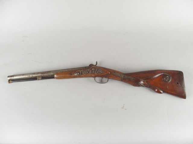 174- Carabine de botte ou de postillon anciennement à silex transformé