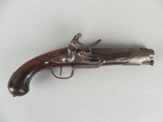 Vente aux enchères 231- Pistolet à silex de demi arçon révolutionnaire façon gendarmerie,
