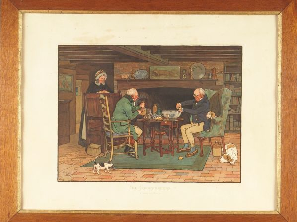 Cécil ALDIN. Paire de lithographies en couleurs 'Glass of port' 'Bol o
