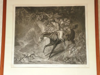 Vente aux enchères 	Carle VERNET. Lithographies en noir 'Chasseurs égarés' et  'Cheval ef