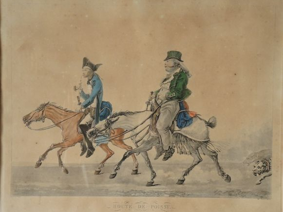 Carle VERNET. Suite de trois gravures en couleur 'Route de poste', 'Ro