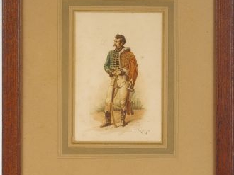 	JAZET		 'Portrait de militaire'. Chromo. 20 x 13,5 cm