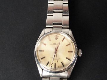 ROLEX (Vers 1960). Montre d’homme en acier Oyster Perpetual. Boitier r