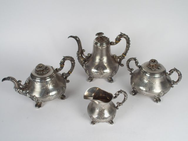 Service à thé et à café de style Louis XVI en argent, poinçon Minerve,