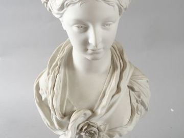 GREGOIRE. Sculpture en biscuit, fin XIX ème 'Buste de jeune fille au f