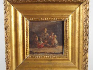 Vente aux enchères Ecole française XIX ème 'Le déjeuner des enfants'. Huile sur panneau. 