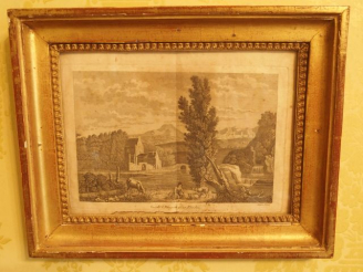 Vente aux enchères Gravure en couleur, début XIX ème 'L'escalade', dans son cadre à décor