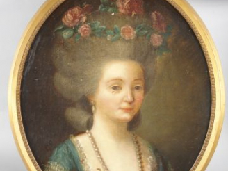 Vente aux enchères Ecole française fin XVIII ème - début XIX ème 'Portrait de dame en méd
