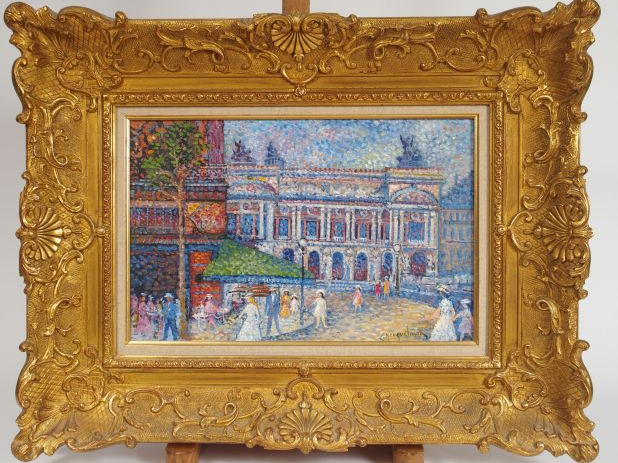 NEUQUELMAN "Le café de la paix et l'opéra". Huile sur toile, signée en