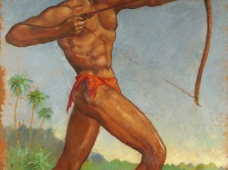 SOUNGOUROFF "Chasseur à l'arc" et "Jeune femme au perroquet". Paire d'