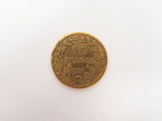 Vente aux enchères Pièce de 20 Francs or, Louis Philippe Ier, tête nue 1831-Paris. Poids: