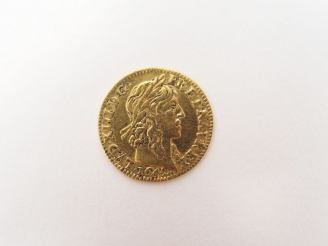 Vente aux enchères Demi-Louis d'or de Louis XIII 1642, Paris. D. 1299 Nettoyé, TB. Poids: