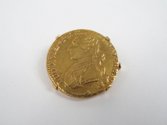 Vente aux enchères Double Louis au buste habillé 177?-Lilles. D. 1703. Montée en broche, 