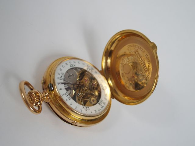 Importante montre de gousset fin XIXème en or jaune, double cadran, jo