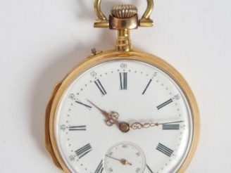 Vente aux enchères Montre de gousset en or jaune, cadran émail, chronomètre. Poids tel: 7