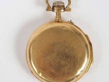 Montre de gousset en or jaune, cadran émail, chronomètre. Poids tel: 7