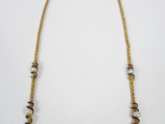 Vente aux enchères Collier Napoléon III en or jaune, perles fines et émail bleu (sauts d'