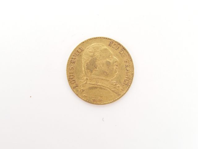 Pièce de 20 Francs or, Louis XVIII, 1814-A. Poids: 6,4gr