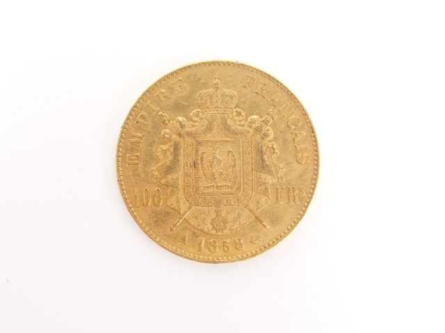Pièce de 100 Francs or, Napoléon III tête nue, 1858-A. Poids: 32,3gr