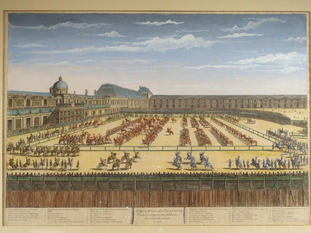 Grande vue d’optique, " Le Grand Carrousel du Louvre ". 53,5 x 75,5cm
