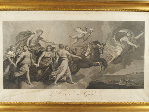 Grande gravure fin XVIIIe, début XIXe, " L'aurore du guide " (piqûres)