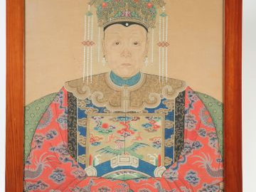 Ecole chinoise XIXe, "Deux portraits de dignitaire Manchu". Encre et c