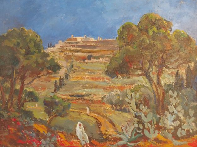 Jean Eugène BERSIER, " Les environs d'Alger". Huile sur toile marouflé