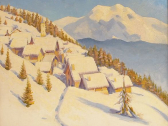 Vente aux enchères Julien MAITTEN, " Paysage de montagne ". Huile sur toile, signée en ba