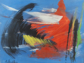 Vente aux enchères Gérard SCHNEIDER, " Composition abstraite ". Gouache, signée en bas à 