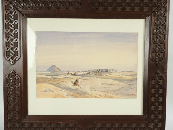 E. BINARD 'La caravane'. Aquarelle. Signée et dédicacée en bas à droit